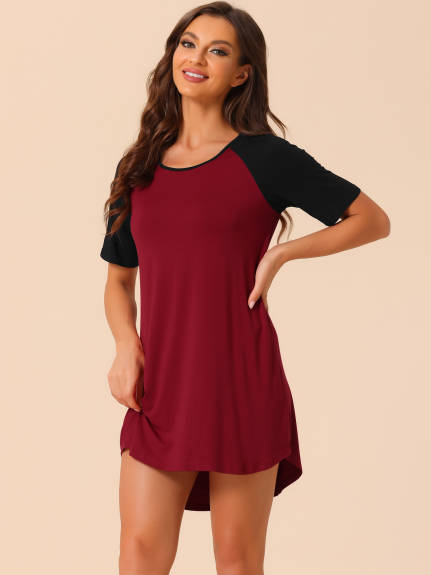 cheibear - Round Neck Stretchy Mini Nightgowns