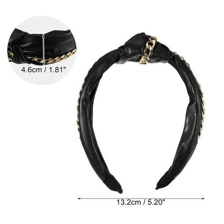 Unique Bargains - PU Leather Chain Decor Cross Knot Headbands