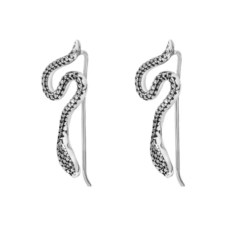 Boucles d'oreilles à fil en argent sterling en forme de serpent - Ag Sterling