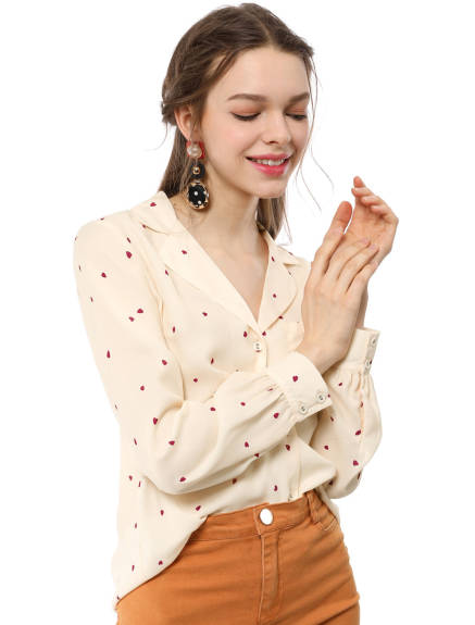 Allegra K- Women's Long Sleeve Printed Button Down Tops