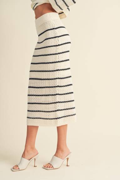 Evercado - Stripe Knitted Midi Skirt