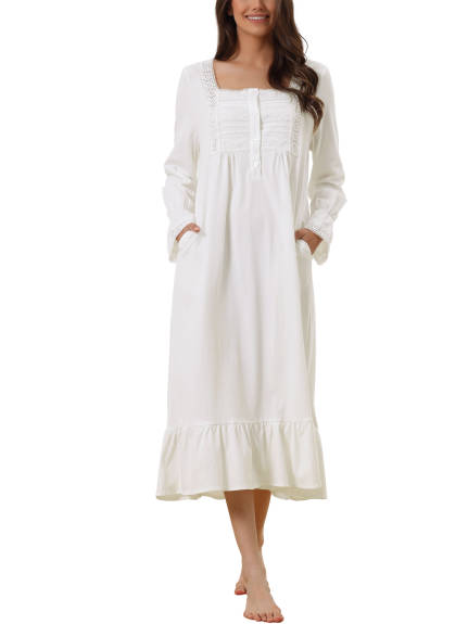 cheibear - Victorian Ruffle Nightgown with Pockets