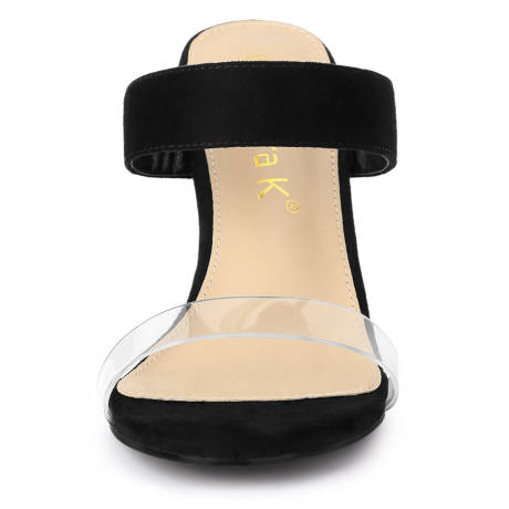 Allegra K- Clear Strap Stiletto Heel Slides Sandals