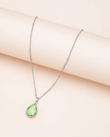 Goldtone August Green Birthstone Teardrop Necklace - Don't AsK