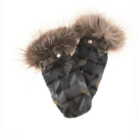 HARRICANA - PUFFER MITTS WITH UPCYCLED FUR TRIM