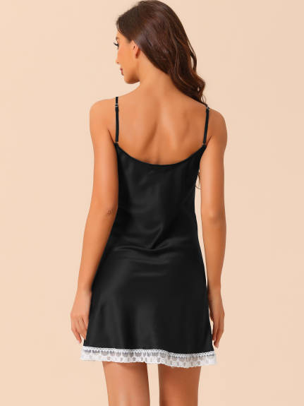 cheibear - Lace Trim Camisole Mini Nightgowns