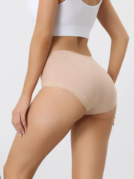 Allegra K- Lace Mid Waisted Stretch Underwear Briefs