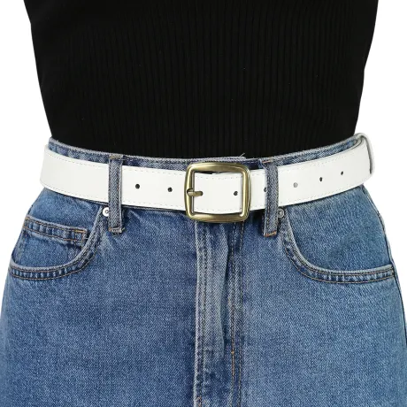 Allegra K- Faux Leather Waist Pin Buckle Belt