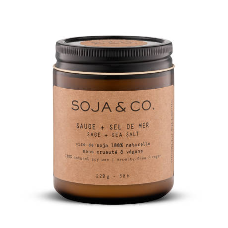Bougie cire de soja SOJA&CO. — Sauge + Sel de mer 8oz