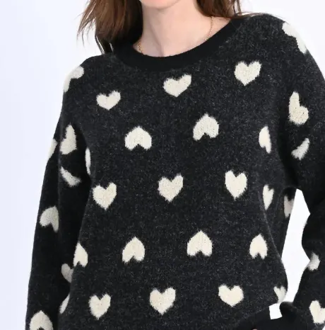 MOLLY BRACKEN - Heart Patterned Knitted Sweater