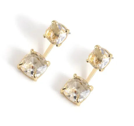 Goldtone & Clear Crystal Ear Jacket Studs - Don't AsK