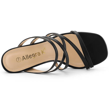 Allegra K- Women's Strappy Block Heels Slide Heel Sandals