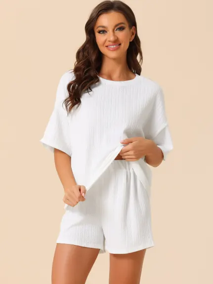 cheibear - Summer Round Neck Casual Lounge Set