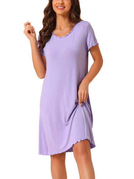cheibear - Short Sleeves Ruffle Pajama Dress