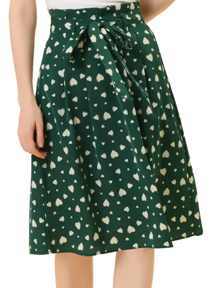 Allegra K- Belted Elastic Waist A-Line Midi Skirt