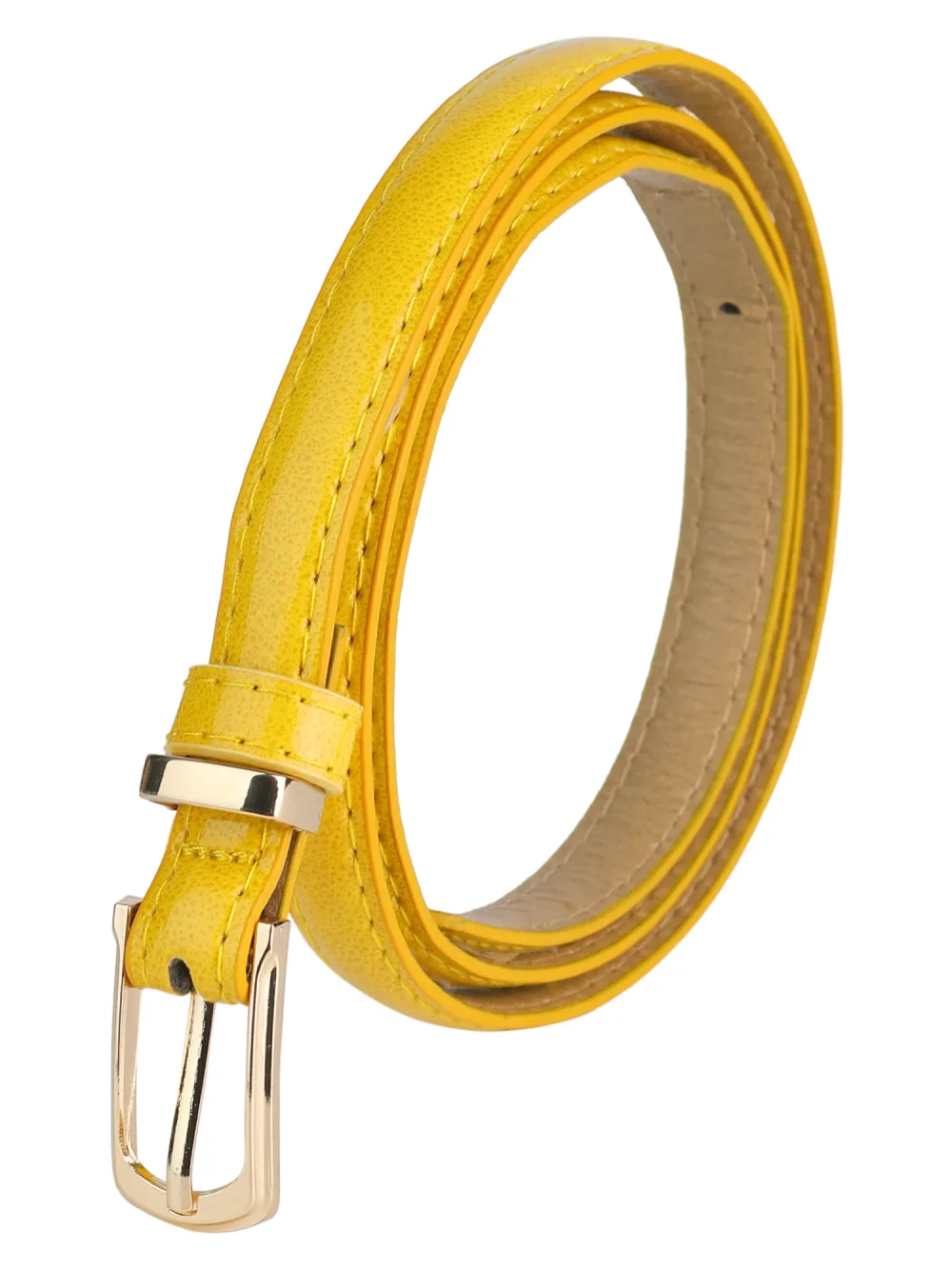 Allegra K- Patent Leather Skinny Alloy Pin Buckle Waist Belt