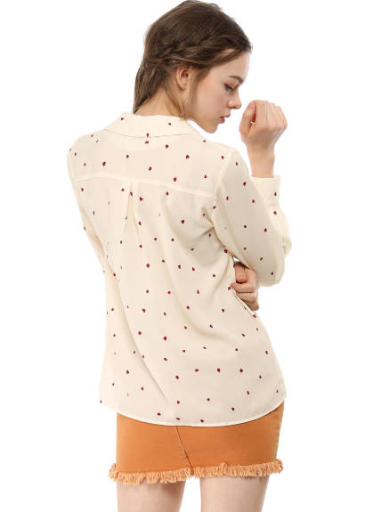 Allegra K- Women's Long Sleeve Printed Button Down Tops