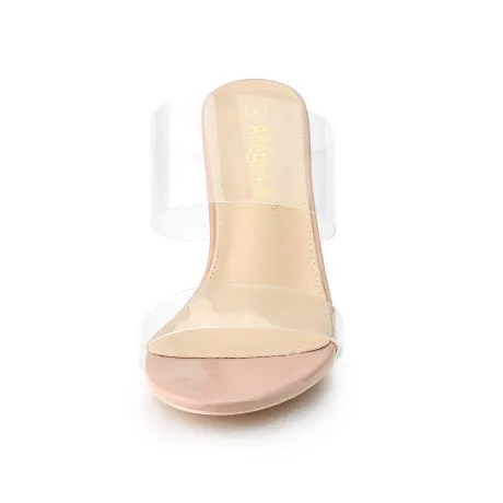Allegra K- Clear Slide Stiletto Heels Clear Sandals