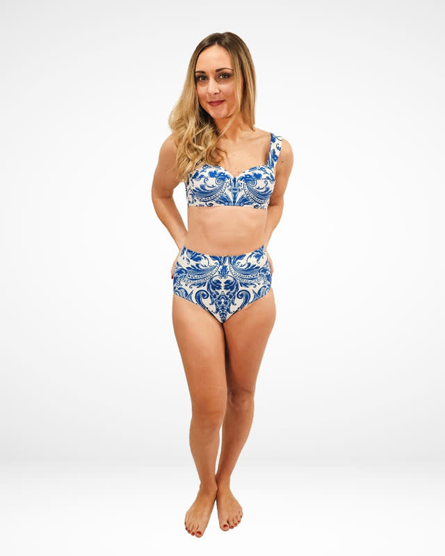 Urban Lux Grecian Print Two-Piece Swimsuit with Matching Sarong