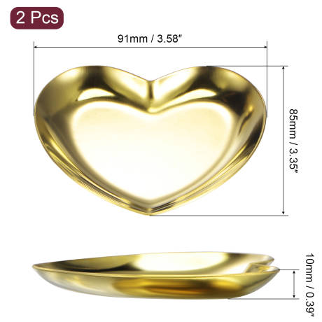 Cheibear- Stainless Steel Heart Plate Decor 2pcs