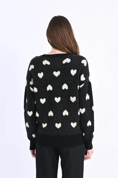 MOLLY BRACKEN - Heart Patterned Knitted Sweater