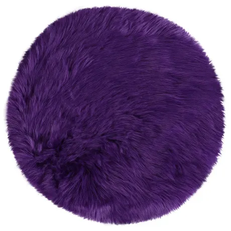 PiccoCasa- Faux Fur Round Fluffy Area Rugs 3 x 3 Feet