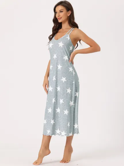 cheibear - Racer Back Full Slip Camisole Long Nightgown