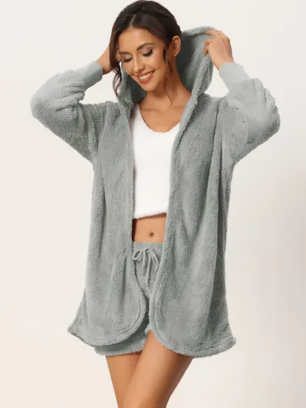 cheibear - Fuzzy Fleece 3 Piece Loungewear Set