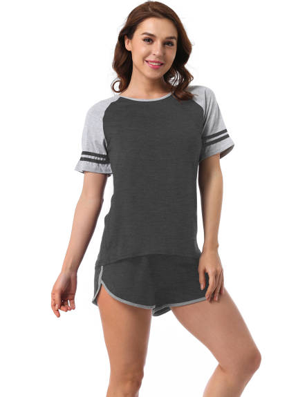 cheibear - 2pcs Pajama Set Short Sleeve T-Shirt and Shorts