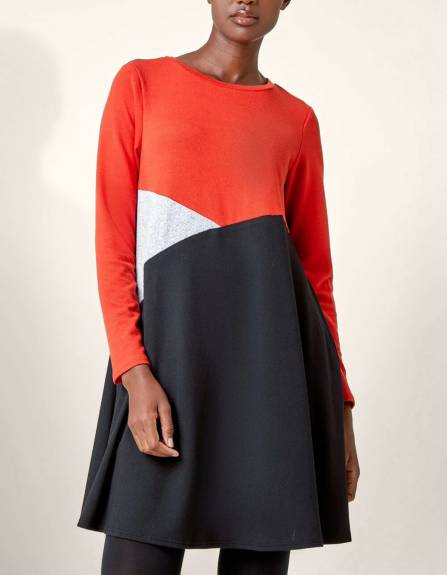 Annick - Hannah Dress Round Neck Color Block Print