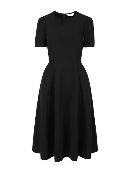 Hobemty- Split Neck Short Sleeve A-Line Dress