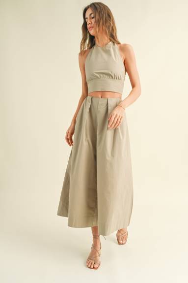 Evercado - Cotton Flare Skirt Pants