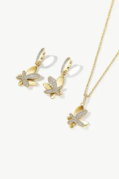 Classicharms-Pavé Diamond Butterfly Pendant Necklace
