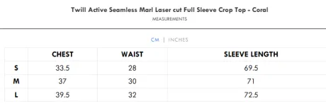 Twill Active Seamless Marl Laser cut Full Sleeve Crop Top