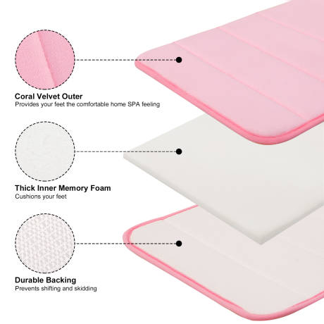 PiccoCasa- tapis de bain Memory Foam doux et absorbant 32" x 20"