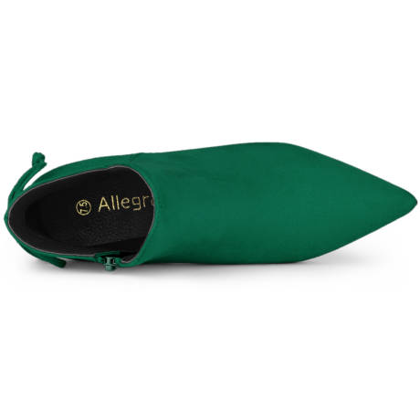 Allegra K- Pointed Toe Kitten Heel Ankle Boots
