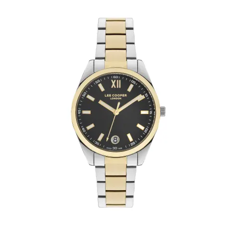 LEE COOPER-Women's Silver 34mm  watch w/Black Dial