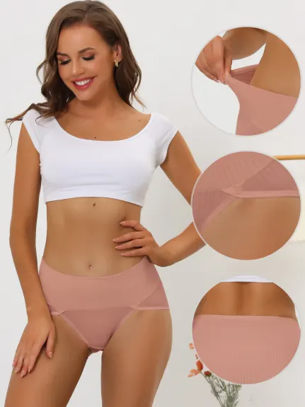 Allegra K- sous-vêtements anti-ventre côtelés taille haute pour femmes