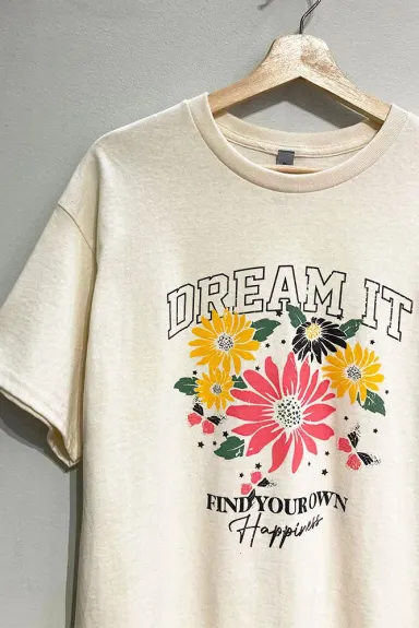Evercado - T-shirt oversize naturel "Dream it"