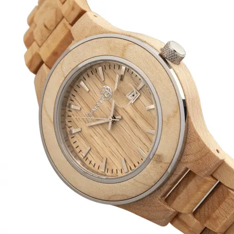 Earth Wood - Cherokee Bracelet Watch w/Magnified Date - Khaki/Tan
