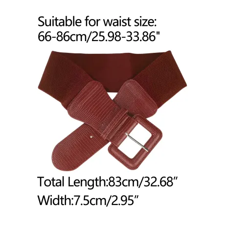 Allegra K- Elastic Waist Belt Rectangular Chunky Buckle