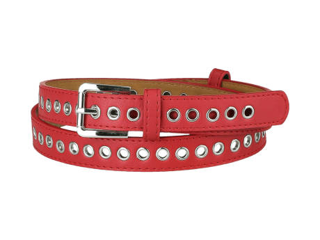 Allegra K- Grommet PU Leather Metal Pin Buckle Belt