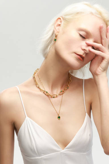 Classicharms-Emerald Pendant Necklace