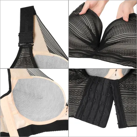 Allegra K- Soutiens-gorge légers push-up en dentelle sans fil pour femmes