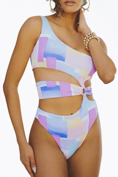 SOAH - Gaia Retro Ribbed Cutout One-Piece Swimsuit