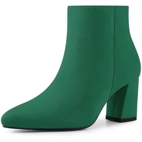 Allegra K - Pointy Toe Classic Side Zip Ankle Boots