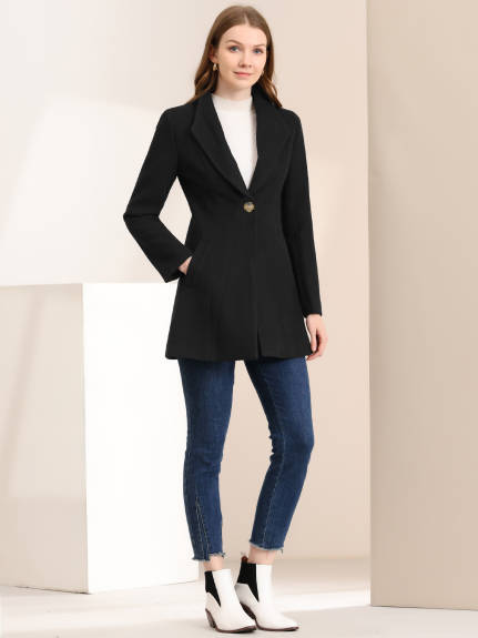 Allegra K- Shawl Collar Button Long Overcoat