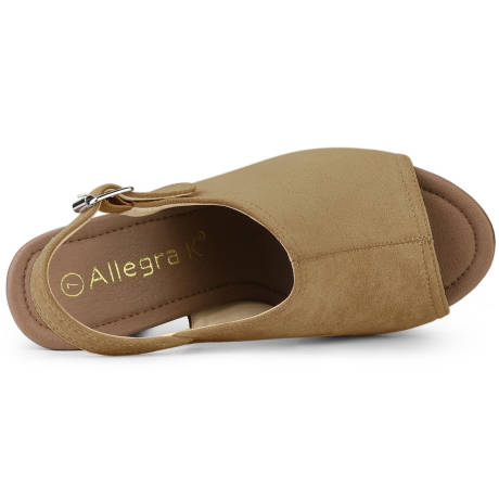 Allegra K- Slingback Platform Black Chunky Heel Sandals