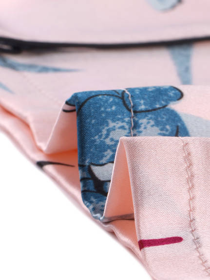 cheibear - Satin Silky Floral Printed Button Sleepwear Set