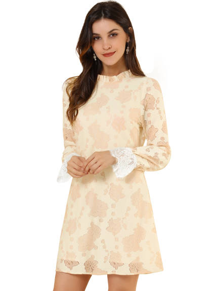 Allegra K- robe élégante en dentelle florale volants pour femmes
